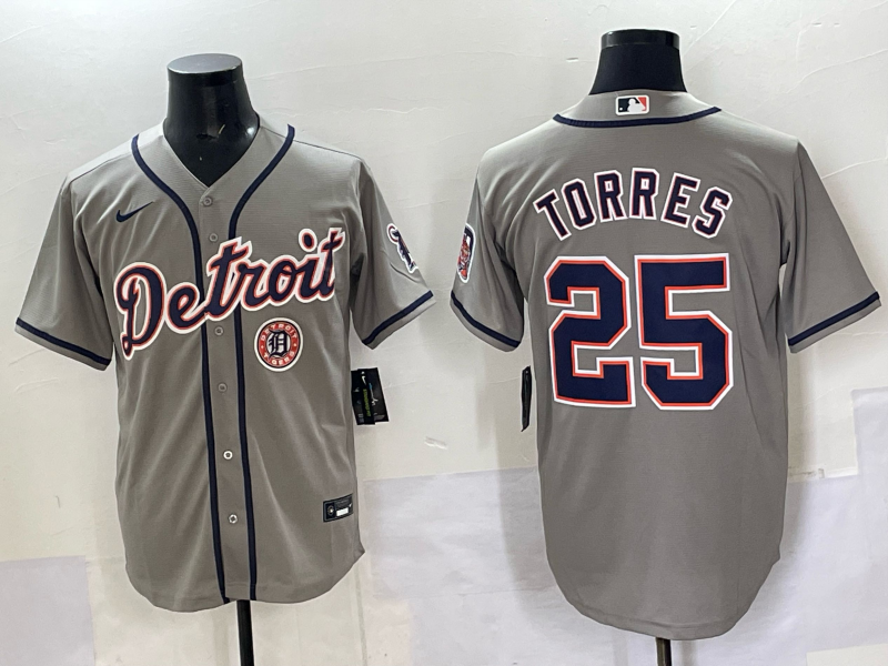 Men 2025 Detroit Tigers 25 Torres grey Game Nike MLB Jersey 006